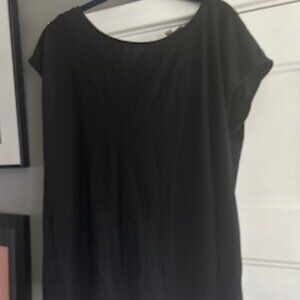 LOFT Dressy Black T-Shirt with Tie Back, Size L